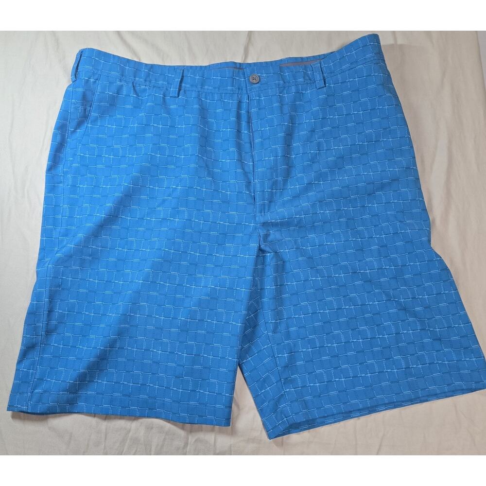 PGA TOUR Golf Shorts Mens Size 40 Blue Plaid Performance Stretch Flat Front